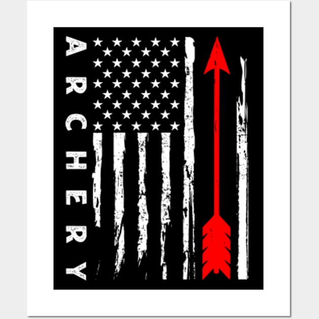 Archery American Flag USA Patriotic Bow Arrows Archer Wall Art by Shrtitude